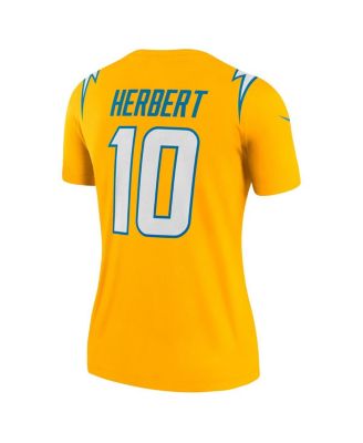 Women's Justin Herbert Gold Los Angeles Chargers Alternate Charger Power Legend Player Performance Top