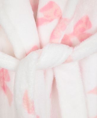 Little and Big Girls 2-Piece Bow Print Flannel Robe With Slippers Set