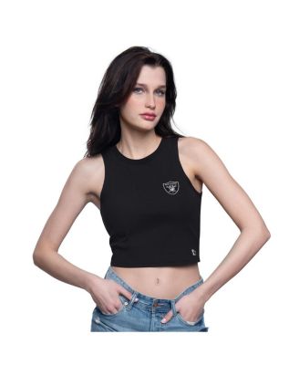 Starter - Women's Black Las Vegas Raiders Show Up Cropped Tank Top