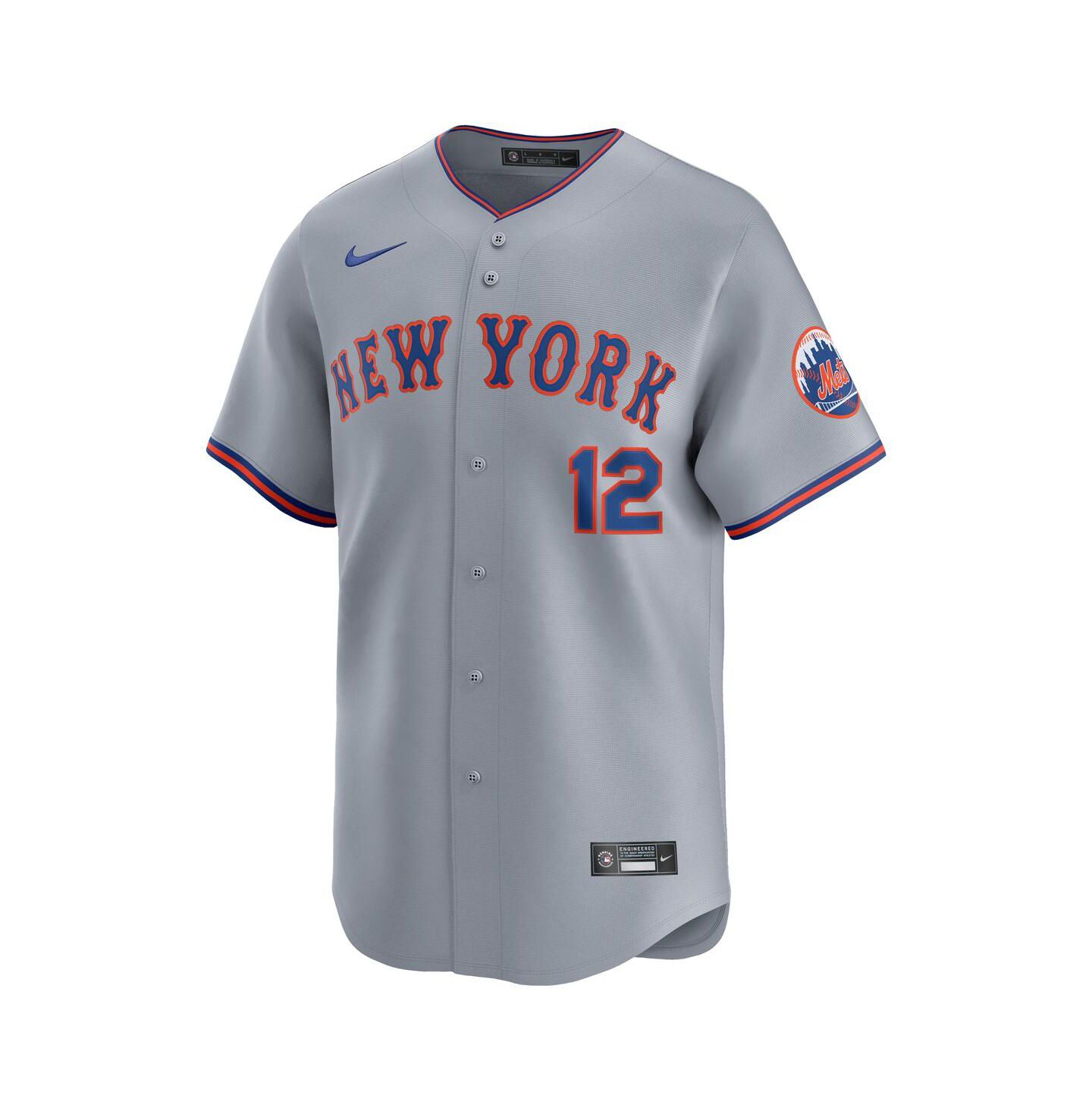 Мужской топ Nike Francisco Lindor Gray New York Mets Road Limited Player Jersey — фото 2