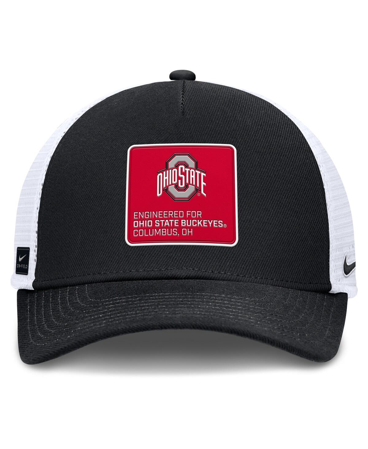Nike Men's Black/white Ohio State Buckeyes 2025 On-field Rise Engineered Trucker Adjustable Hat In Multi