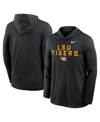 Men's Black LSU Tigers 2025 Sideline Performance Long Sleeve Hoodie T-Shirt