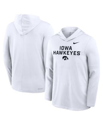 Men's White Iowa Hawkeyes 2025 Sideline Performance Long Sleeve Hoodie T-Shirt