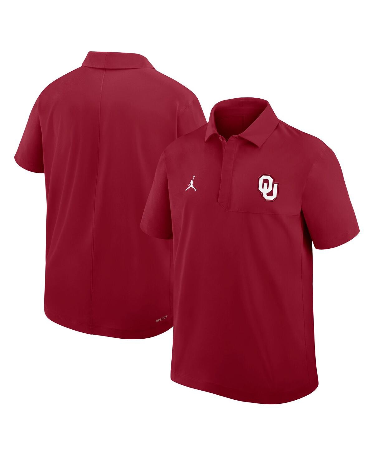 Jordan Men's Crimson Oklahoma Sooners Primetime Victory Primary Logo Performance Polo Shirt In Burgundy