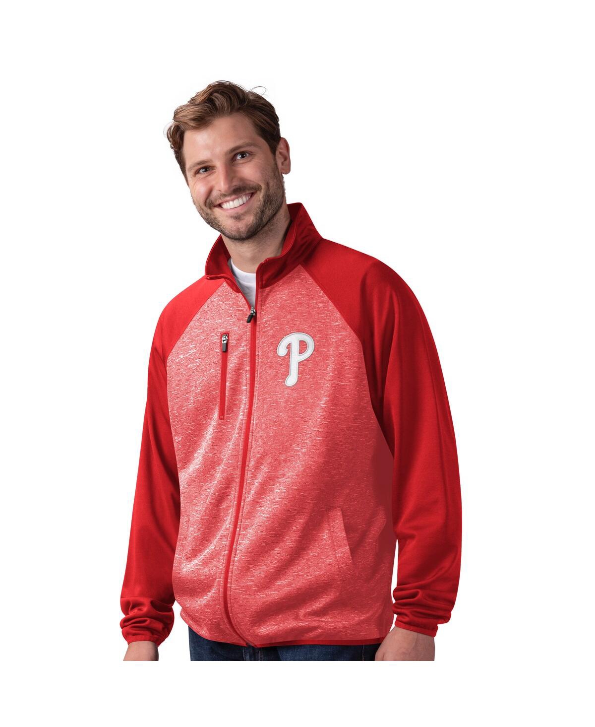 G-iii Sports By Carl Banks Men's Red Philadelphia Phillies Runners Raglan Full-zip Track Jacket In Red
