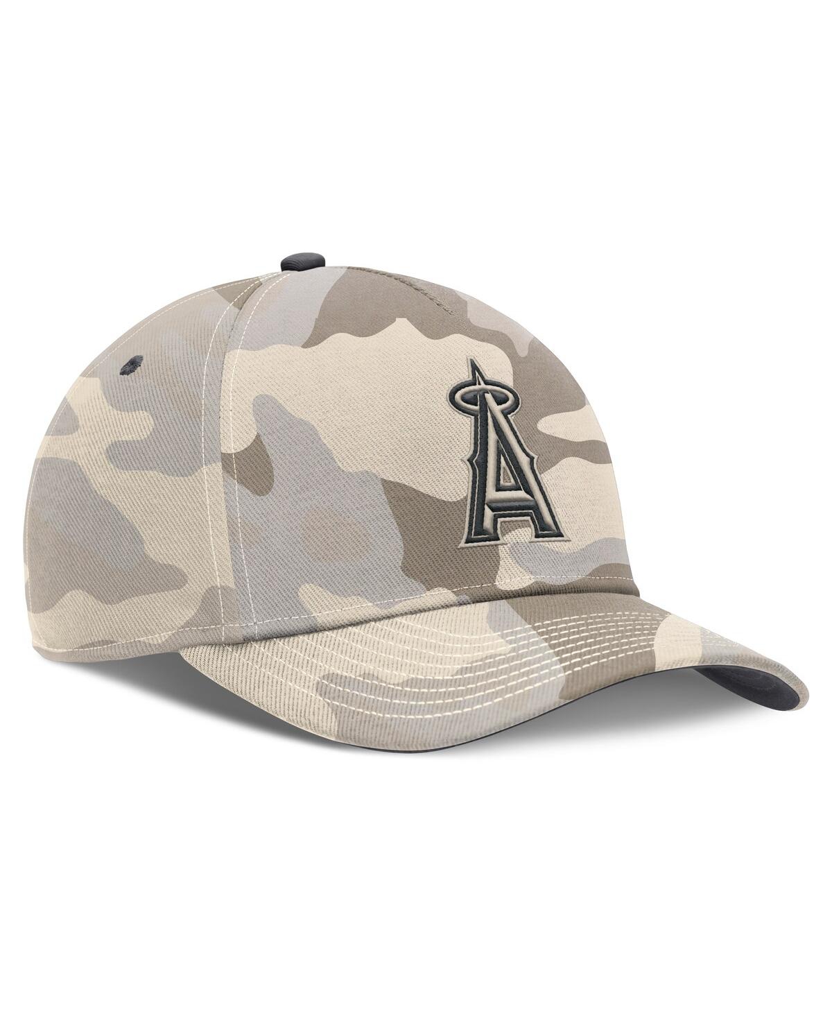 Nike Men's Natural Los Angeles Angels Camo Pack Rise Adjustable Hat In Brown