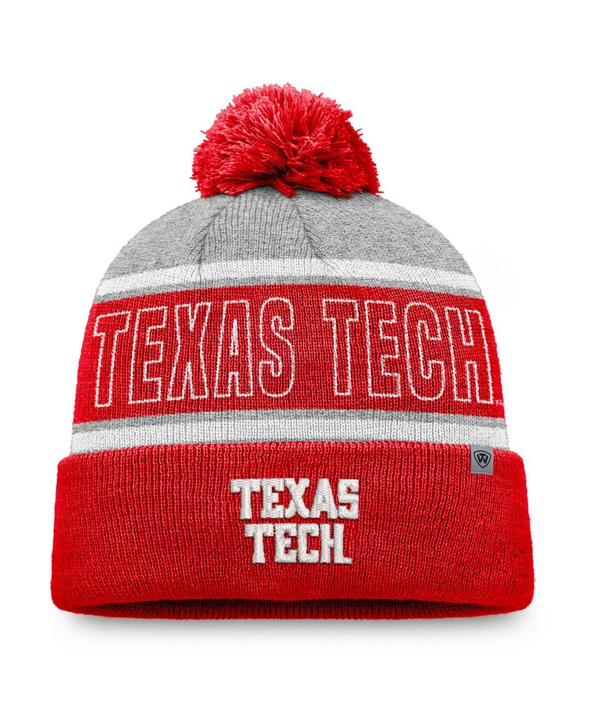 Top Of The World Men's Red Texas Tech Red Raiders Two-tone Cuffed Pom With Knit Hat In Red