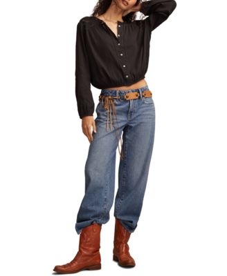 Women's Long Sleeve Pintuck Bubble Top