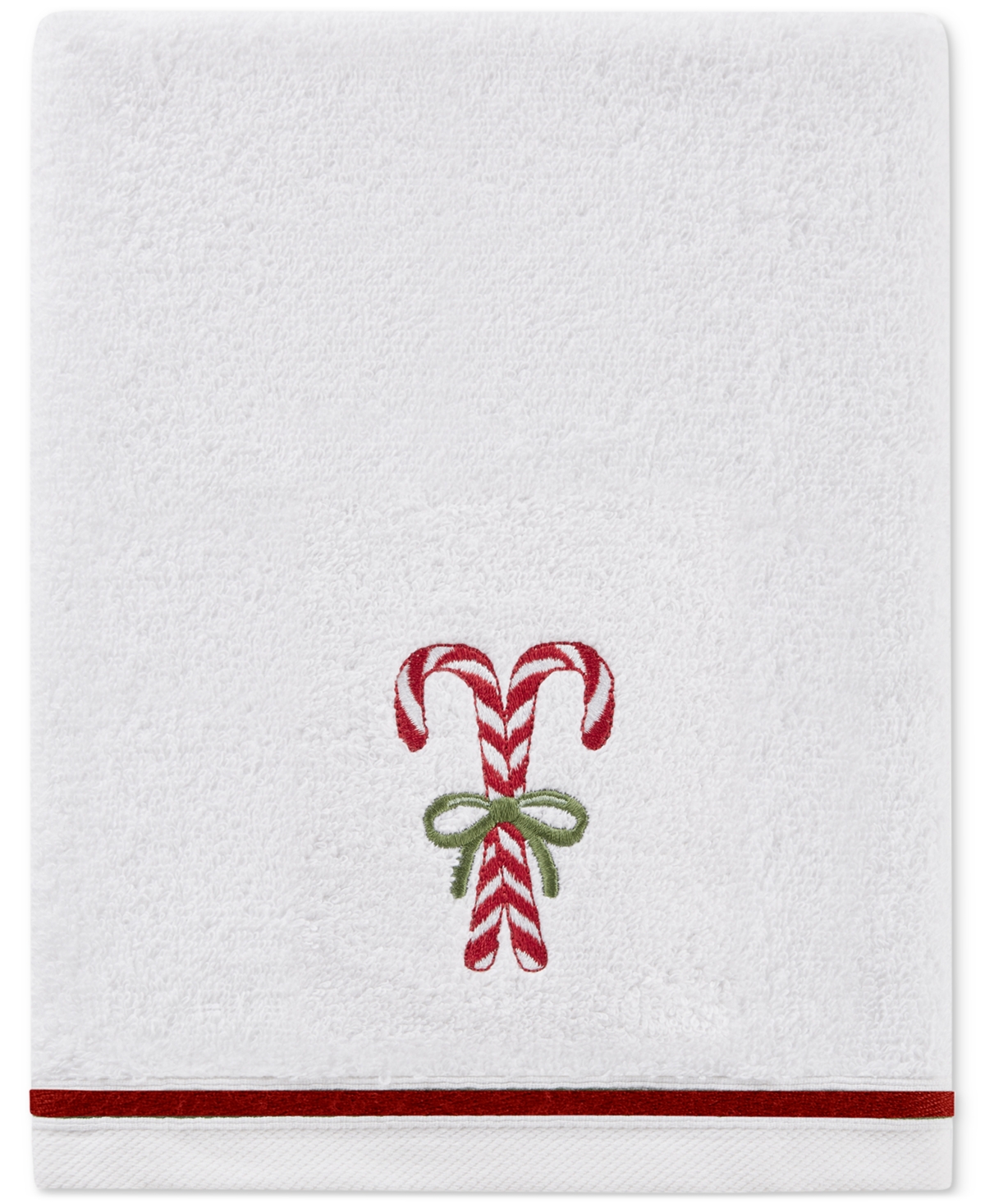Decor Studio Holiday Candy Canes Turkish Cotton 2-pc. Hand Towel Set, 16" X 28" In White