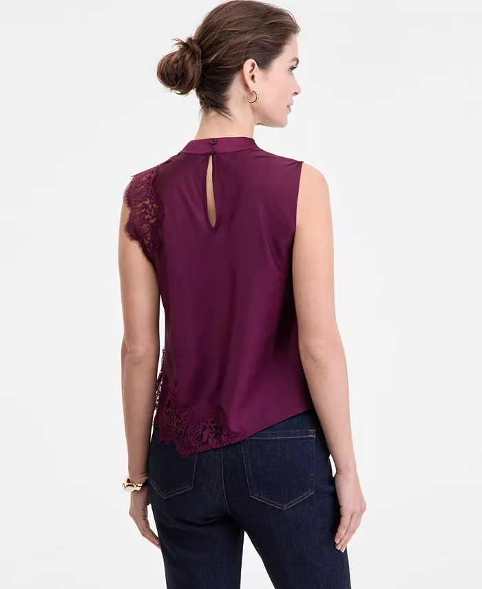 Women's Lace-Trim Cowl-Neck Sleeveless Top - thumbnail 2
