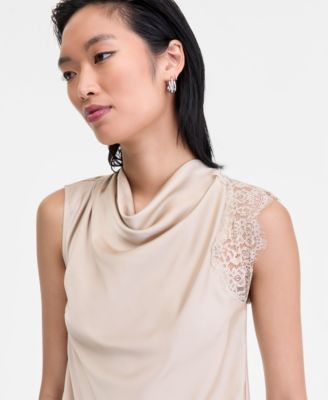 Women's Lace-Trim Cowl-Neck Sleeveless Top, Macy's Exclusive