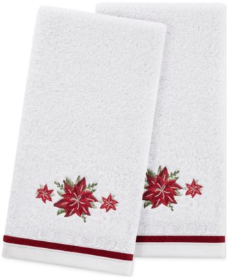 Holiday Poinsettias Turkish Cotton 2-Pc. Hand Towel Set, 16" x 28"