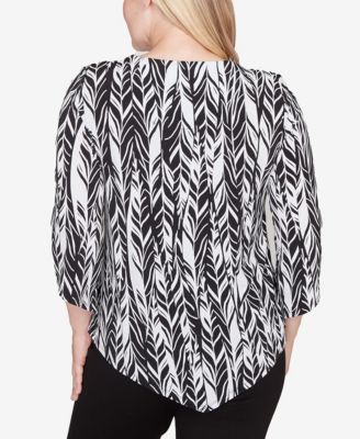 Women's Classic Puff Print Abstract Feather Top
