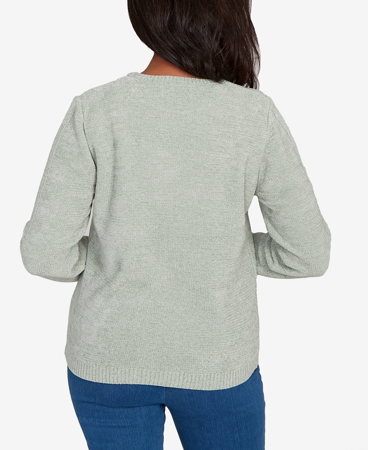 Alfred Dunner Petite Chenille Pullover Sweater In Gray