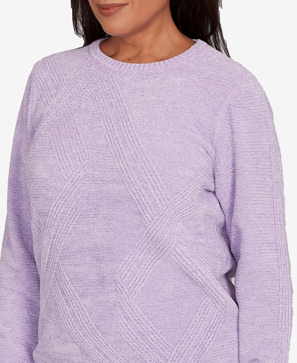 Alfred Dunner Petite Chenille Pullover Sweater In Purple