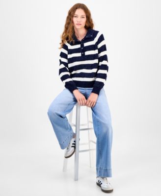 Juniors' High-Rise Wide-Leg Patch-Pocket Jeans 