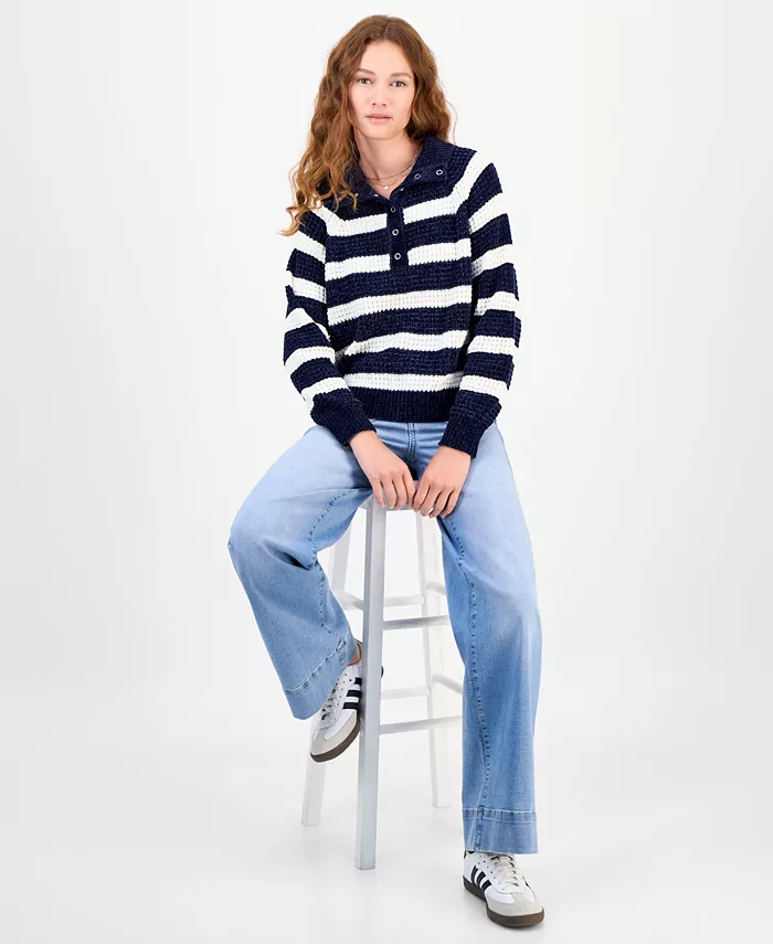 Juniors' High-Rise Wide-Leg Patch-Pocket Jeans - thumbnail 9