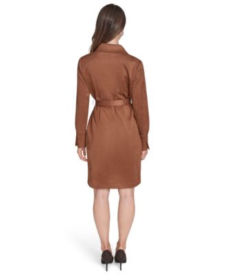Women's Scuba Suede Long Sleeve Dress
