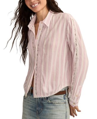 Lucky Brand - Women's Lace-Trim Button-Down Cotton Shirt