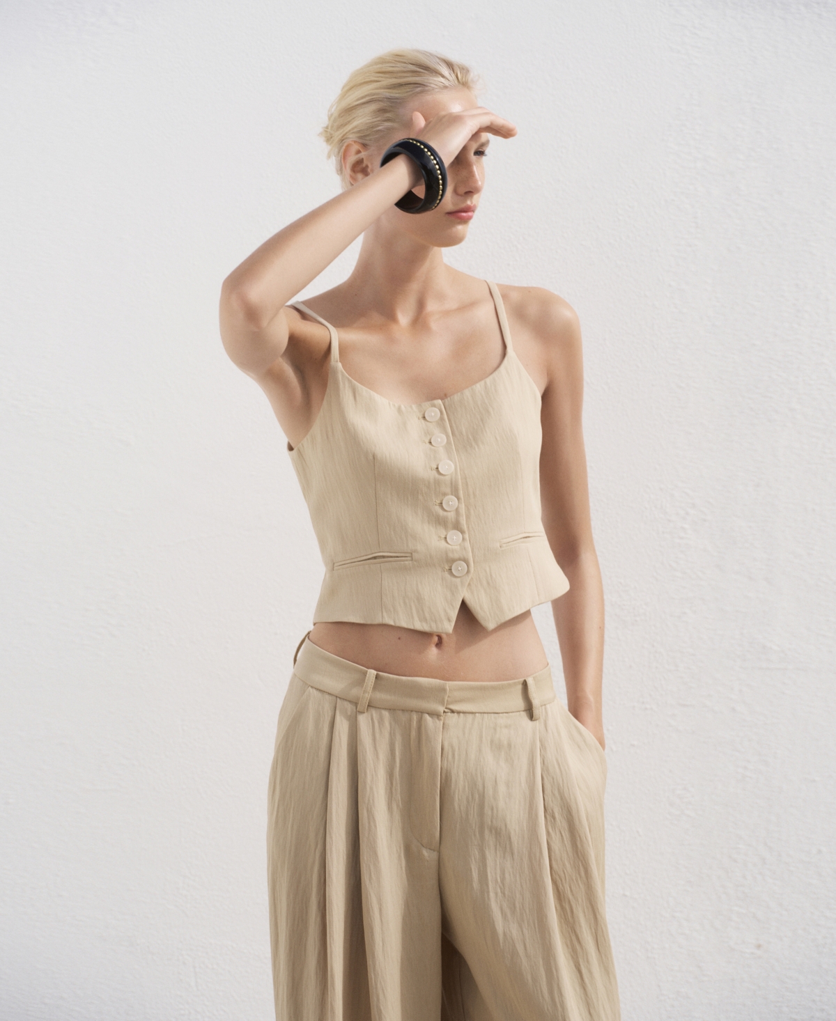Mango Straight Leg Suit Pants In White