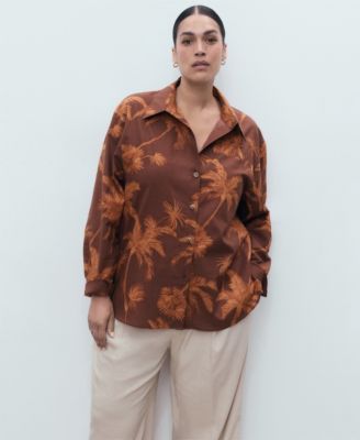 Women's Palm Print Cotton Shirt