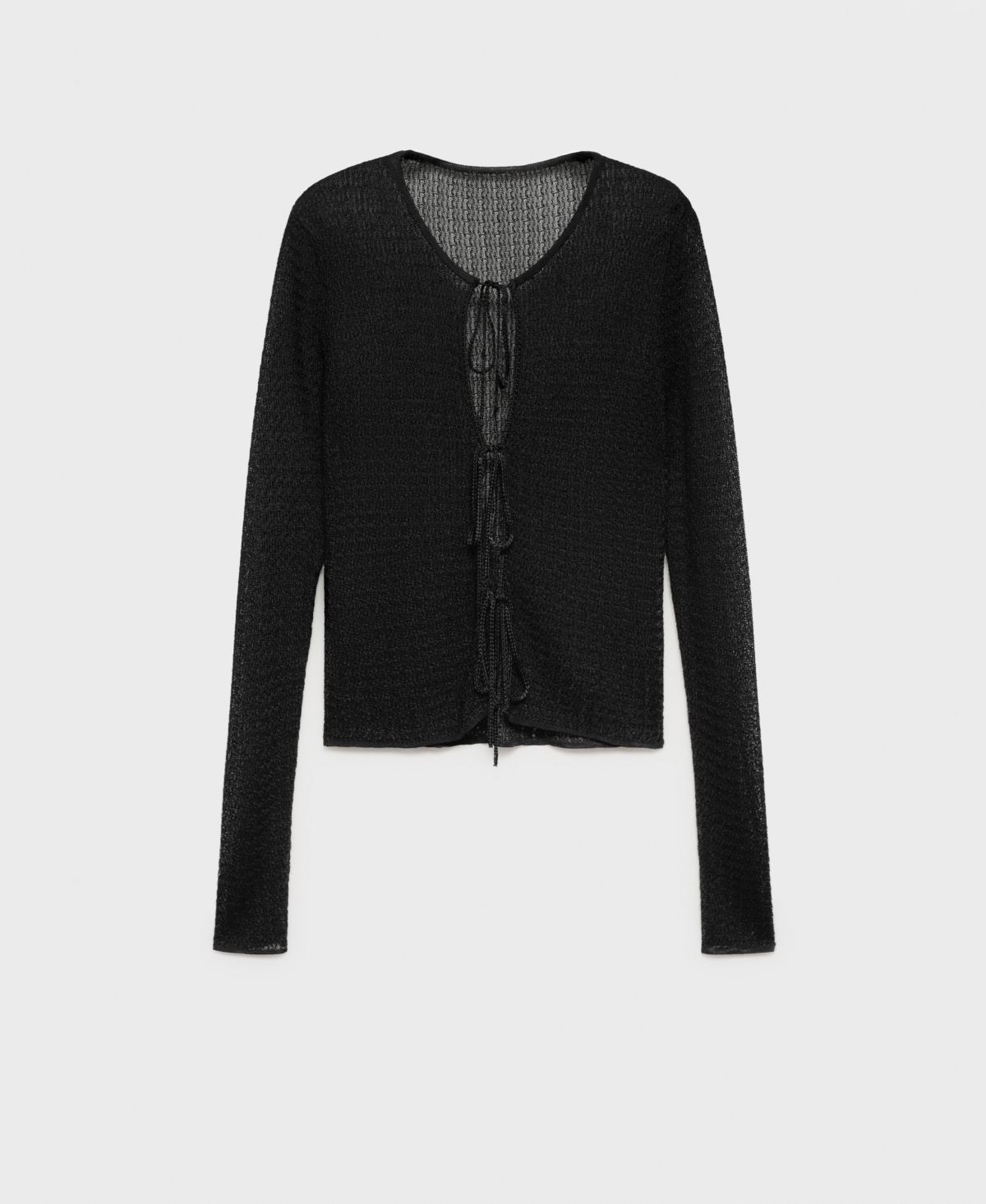 Mango Women's Ties Knitted Cardigan In Black