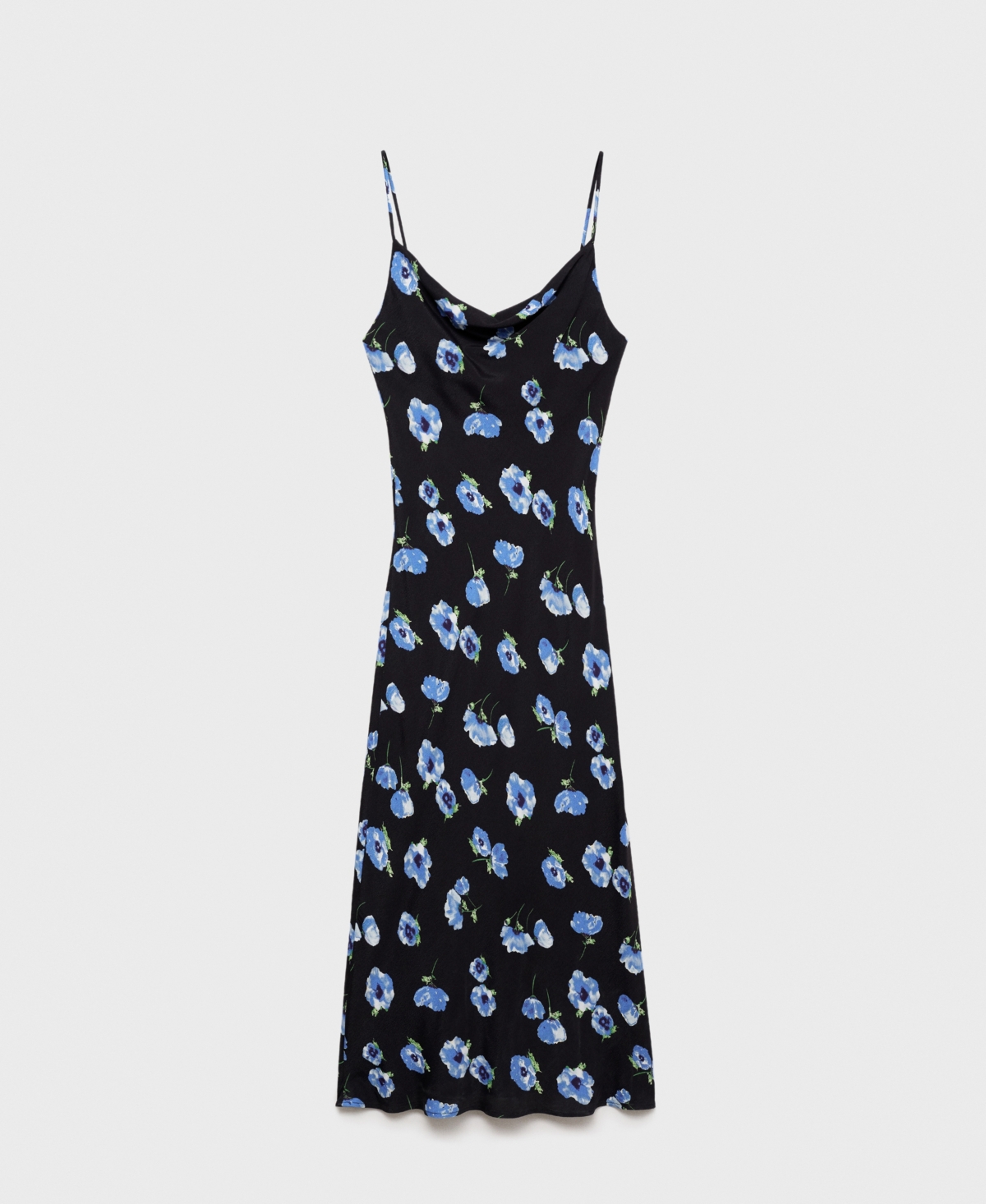 Mango Kendal Print Cowl Neck Crepe Slipdress In Blue