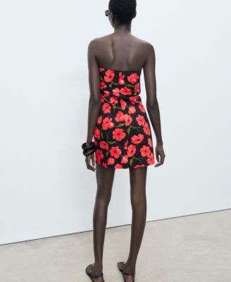 Women's Strapless Floral Dress