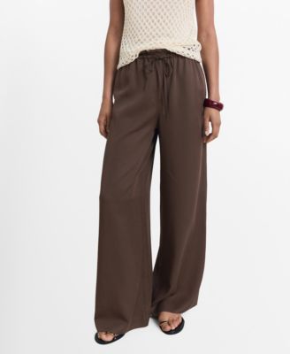 MANGO - Women's Lyocell Wide-Leg Tie Pants