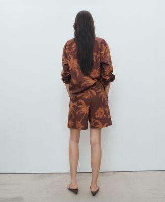 Women's Palm Print Cotton Bermuda Shorts