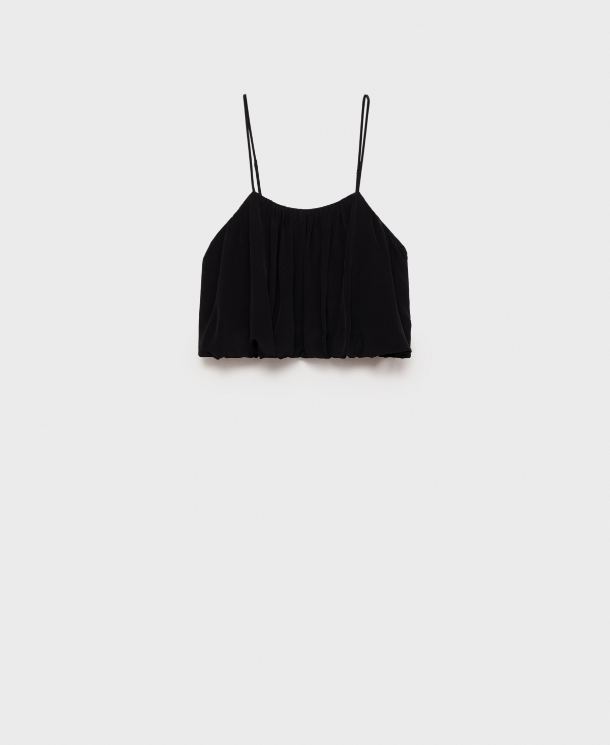 Mango Bubble Hem Crop Top In Black
