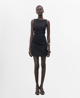 MANGO - Women's Short Draped Linen Dress