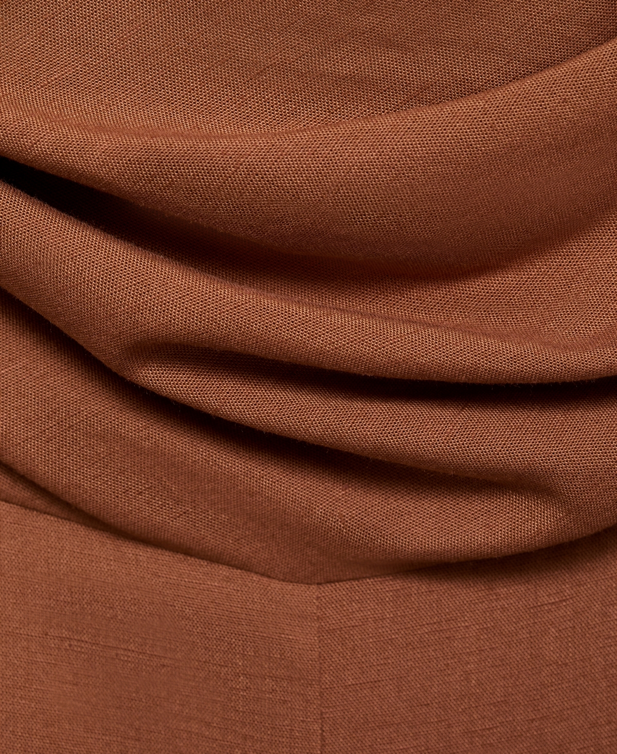 Mango Long Jumpsuit With Draped Neckline Brown In Brown