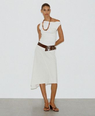 Women's Asymmetrical Cotton Midi Skirt