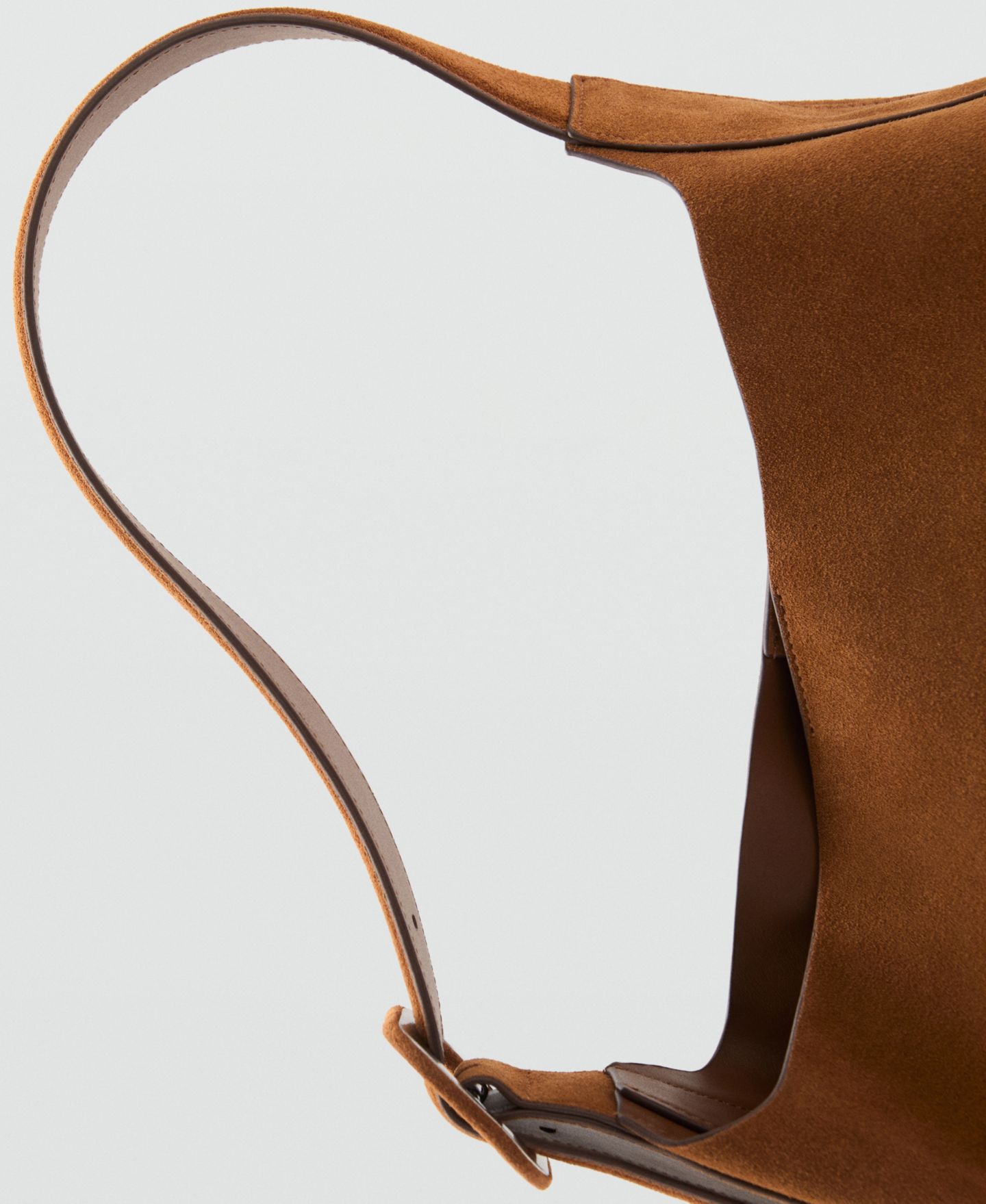 Женская сумка MANGO Large Suede Leather Shopper, цвет: Кожаный — фото 4