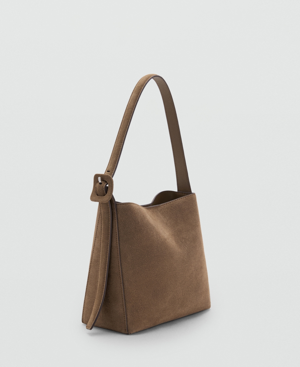 Mango Women's Suede Leather Shopper Bag In Brown