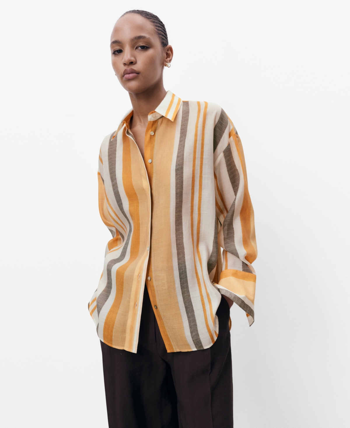 Women's Striped Lyocell Shirt - Off White