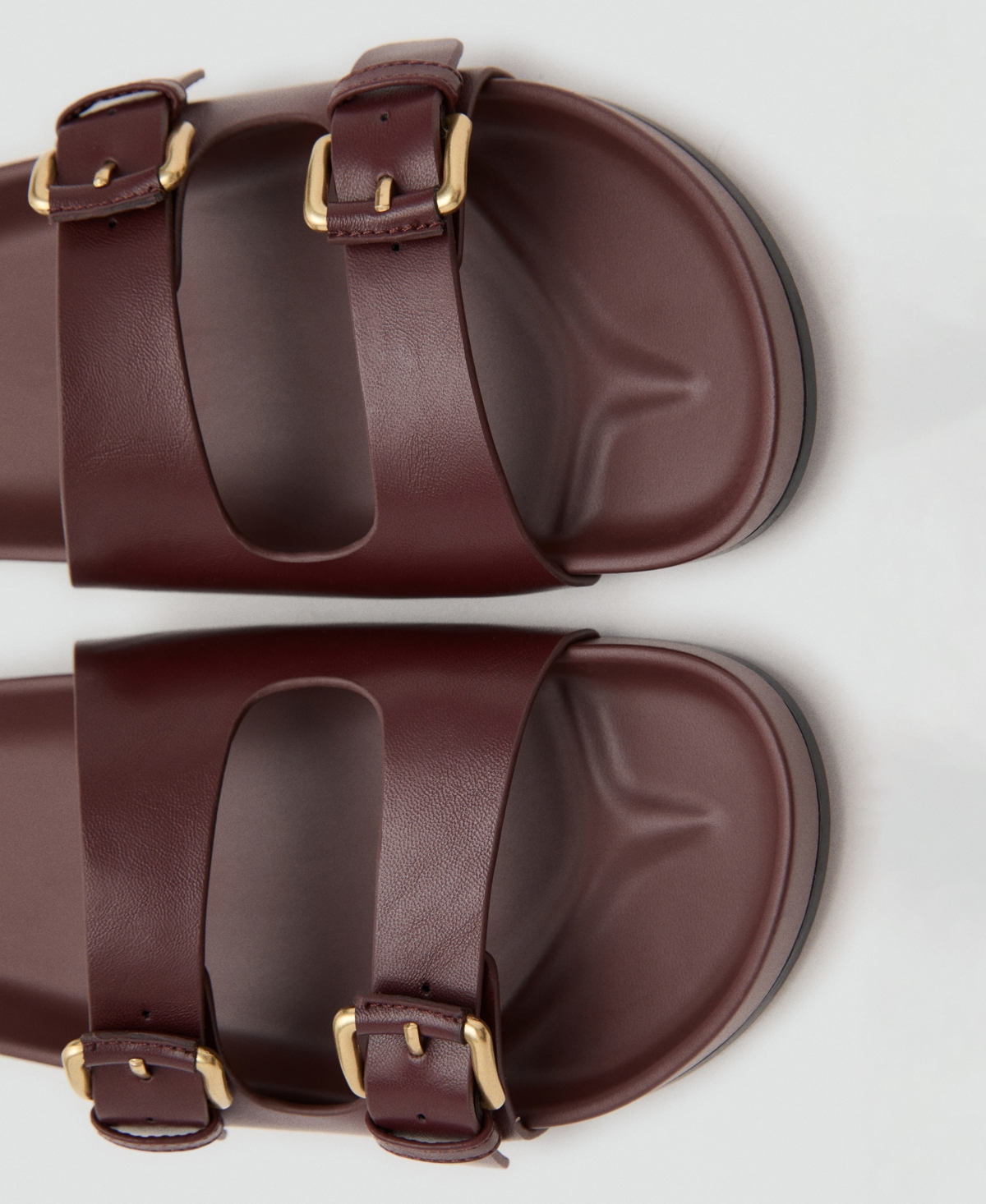 Mango Women's Buckle Flat Sandals In Burgundy