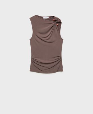 MANGO - Women's Jewel Detail Ruched Top