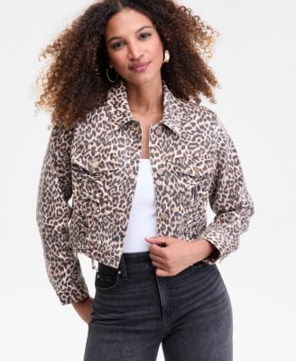 I.N.C. International Concepts - Women's Leopard-Print Lace-Up Denim Jacket