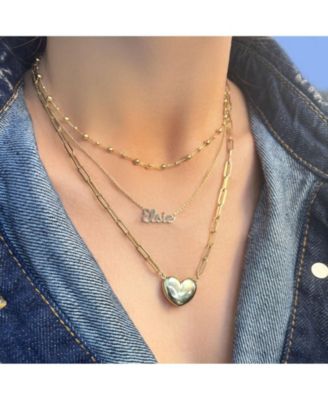 Gold Bead Station Chain Necklace