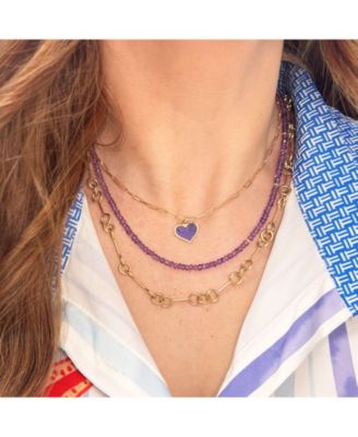 Amethyst Bead Necklace 14K Gold