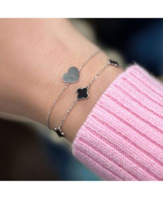 Mini Onyx Clover Bracelet 14K White Gold