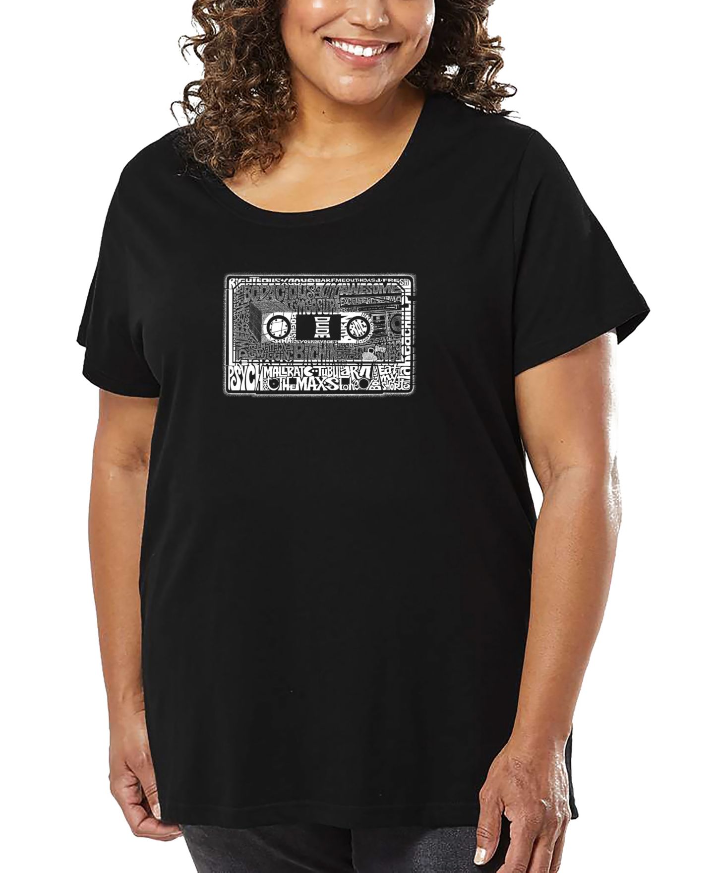 Женская футболка LA Pop Art Plus Size The 80's Word Art, цвет: Чёрный — фото 1