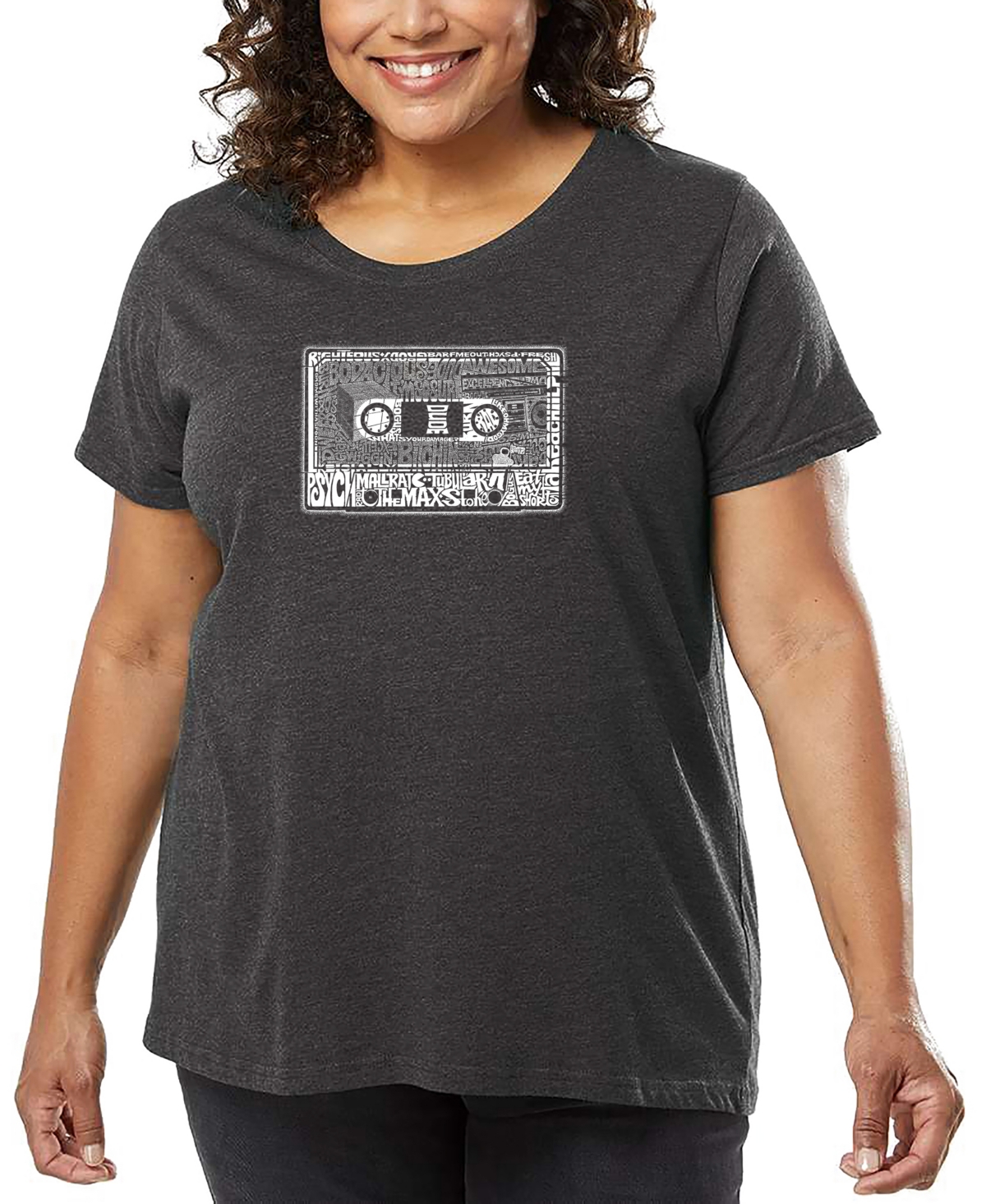 La Pop Art Plus Size The 80's Word Art T-shirt In Gray