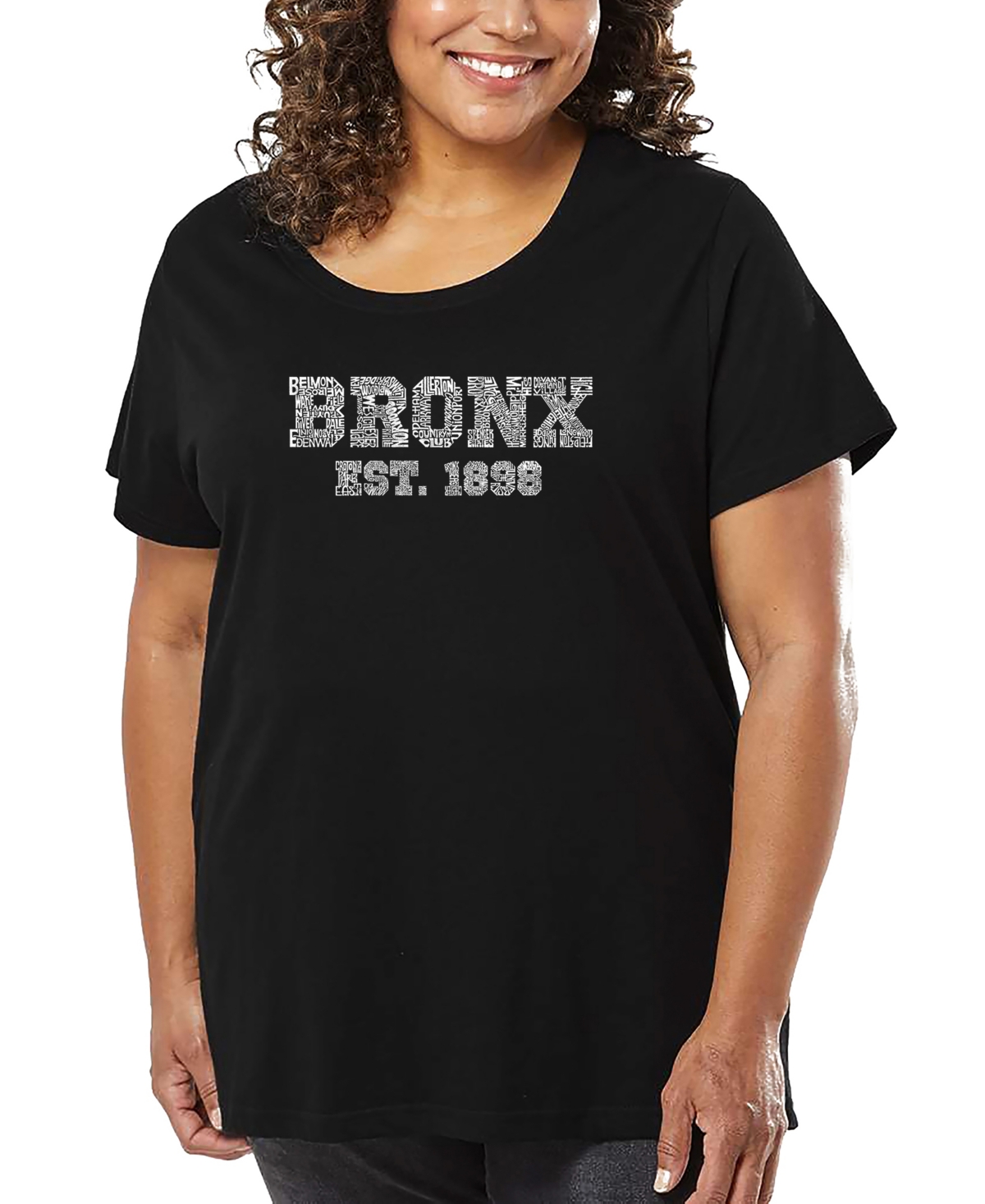 La Pop Art Plus Size Popular Neighborhoods In Bronx Word Art T-shirt In Black