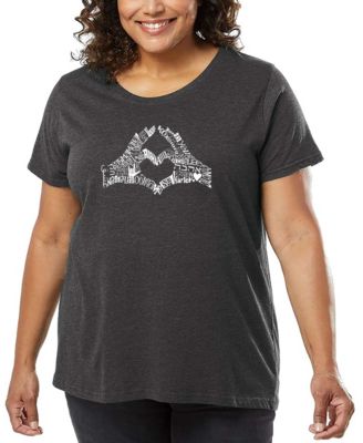 Plus Size Finger Heart Word Art T-Shirt