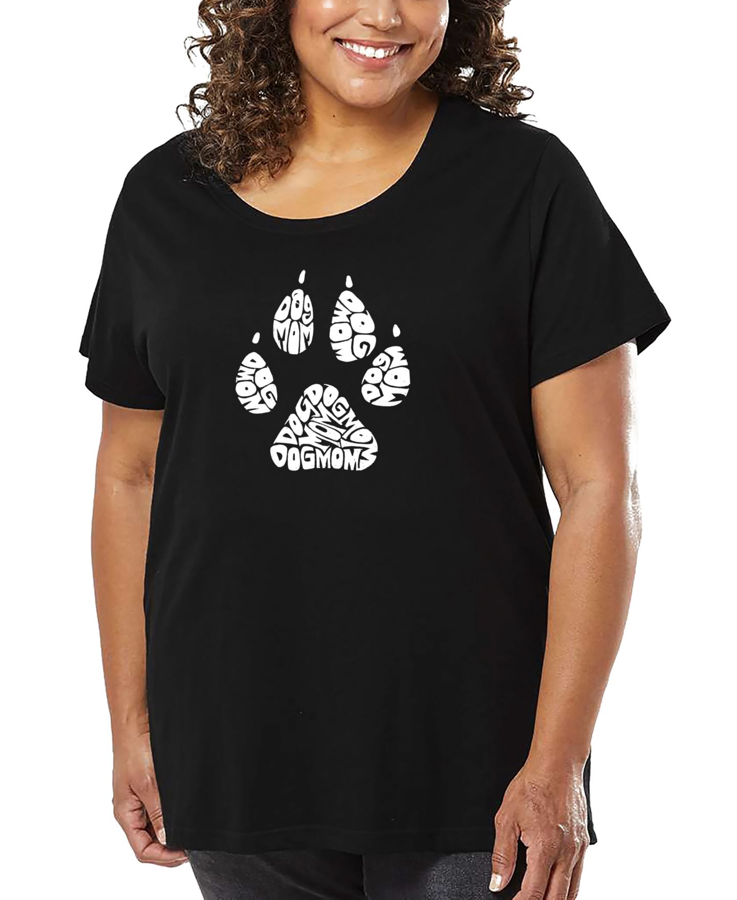 Женская футболка LA Pop Art Plus Size Dog Mom Word Art, цвет: Чёрный — фото 1