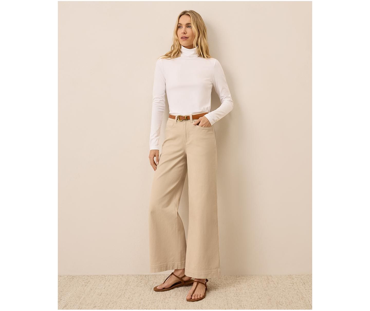 Женский топ Pact Luxe Stretch Jersey Slim Turtleneck, цвет: Белый — фото 5
