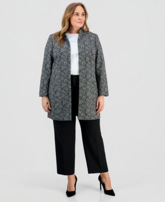 Plus Size Knit Jacquard Long Jacket